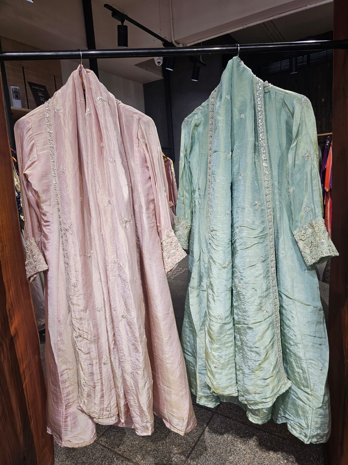 Pure tissue Anarkali with handwork
