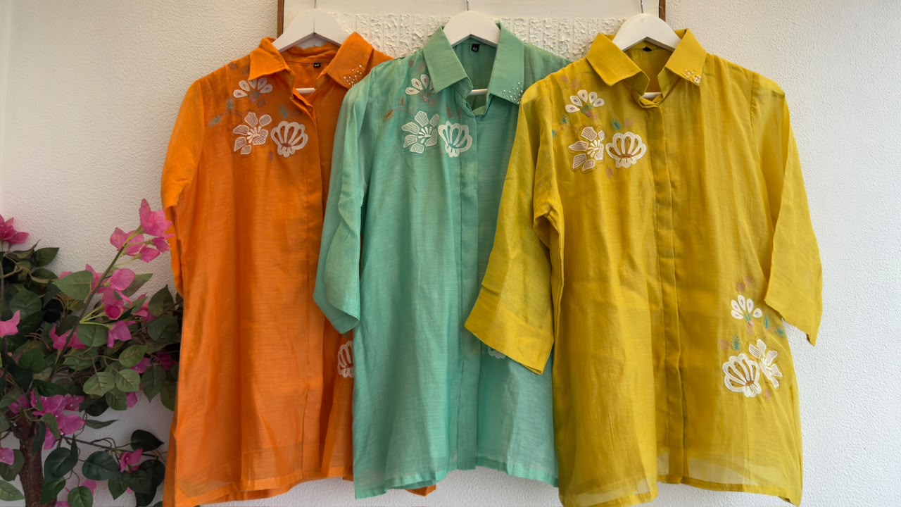 Korean style mul chandari co ord with beautiful colours & embroidery (Copy)