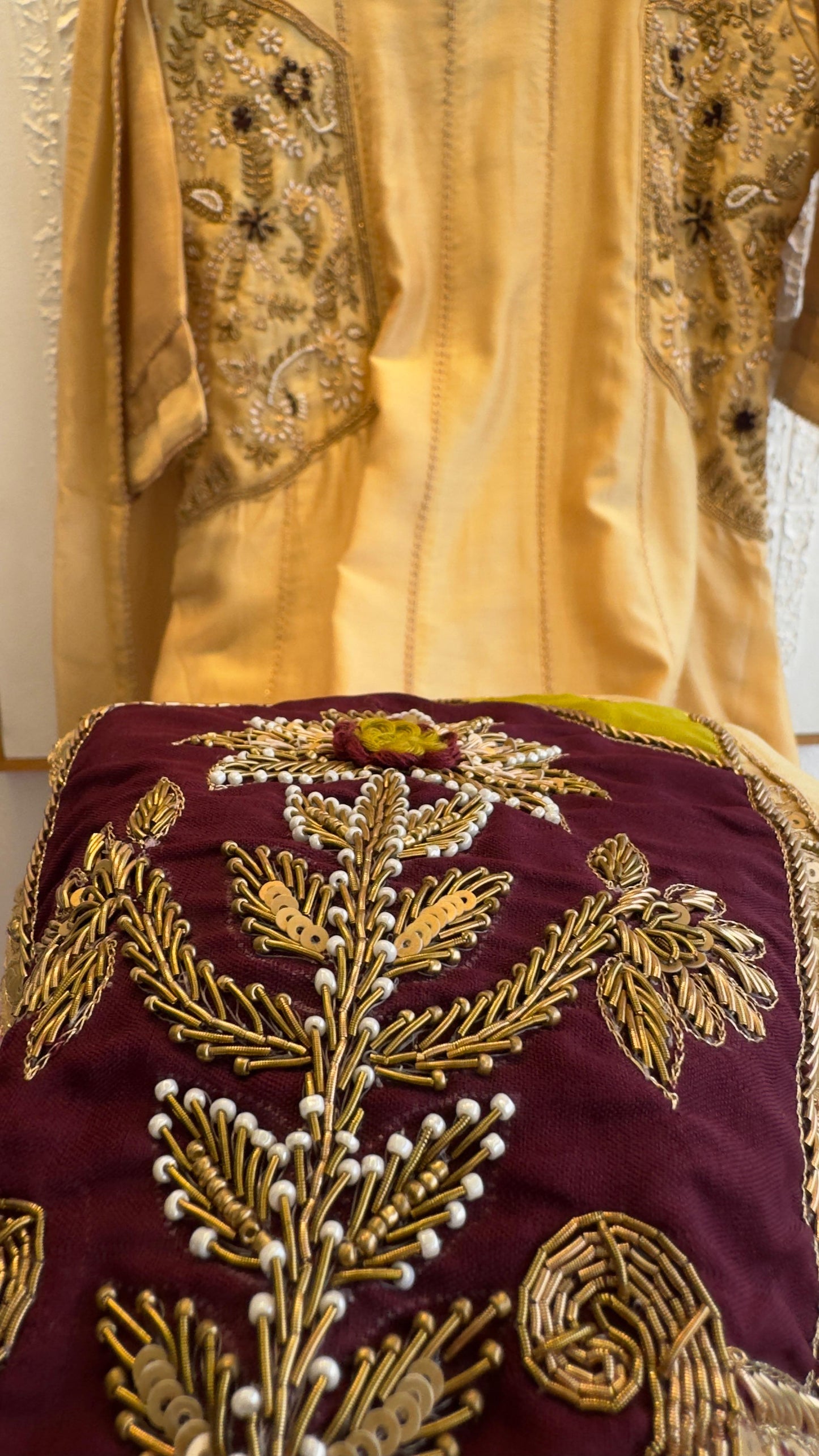 Mughal appliqué zardozi work premium chandari silk Anarkali