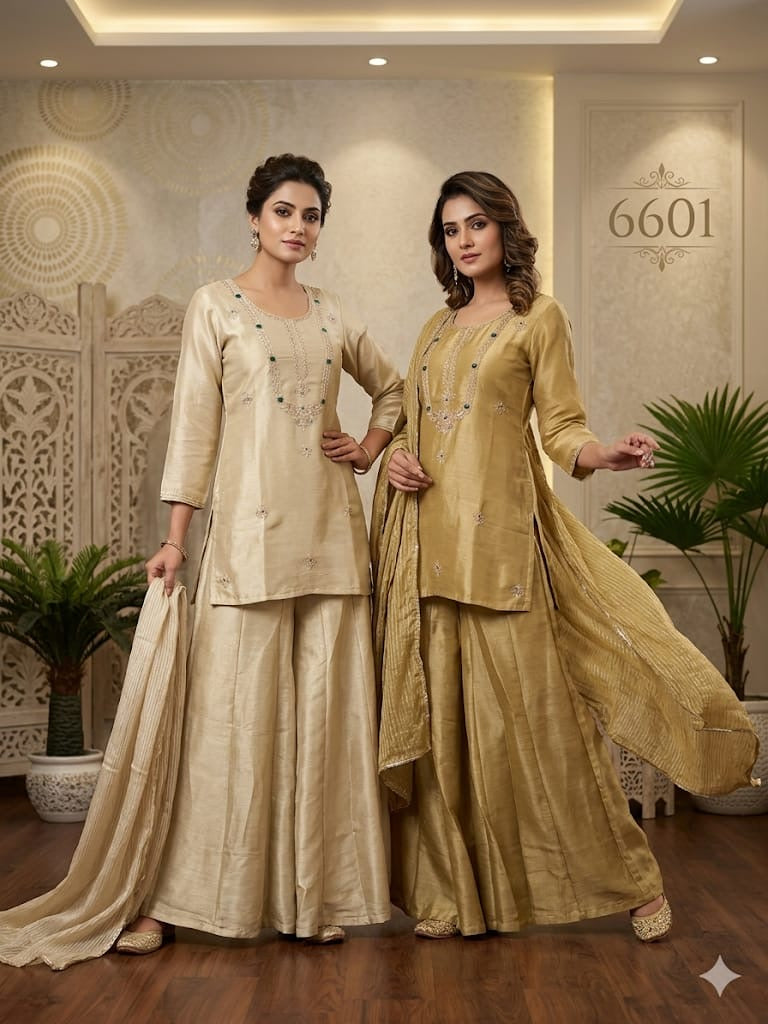 Gold & silver tissue divider set with handwork