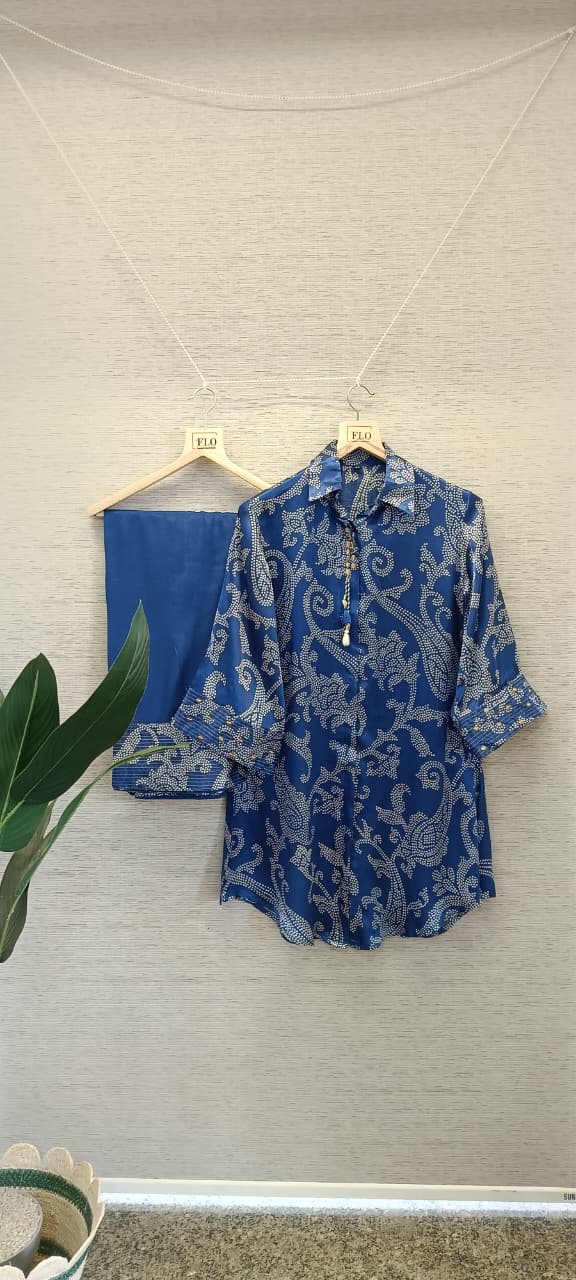 Bandhani Farshi bottom with gajji top co ord set