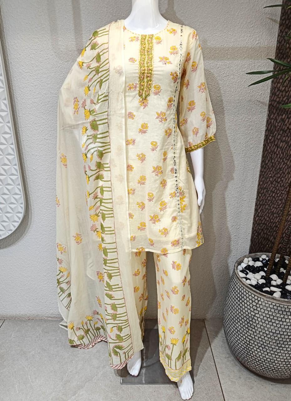 Classy chandari cotton hand block suit