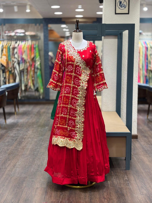 Red gharchola gown