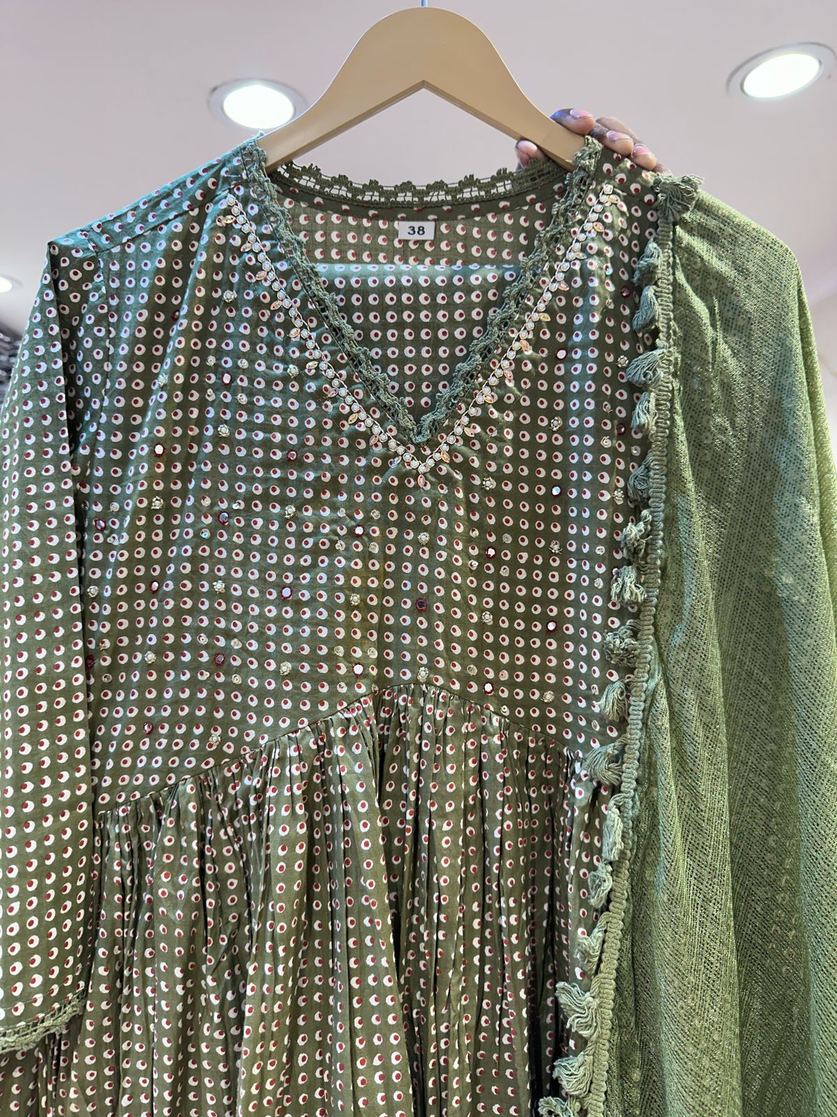 Square classy green/ blue Anarkali