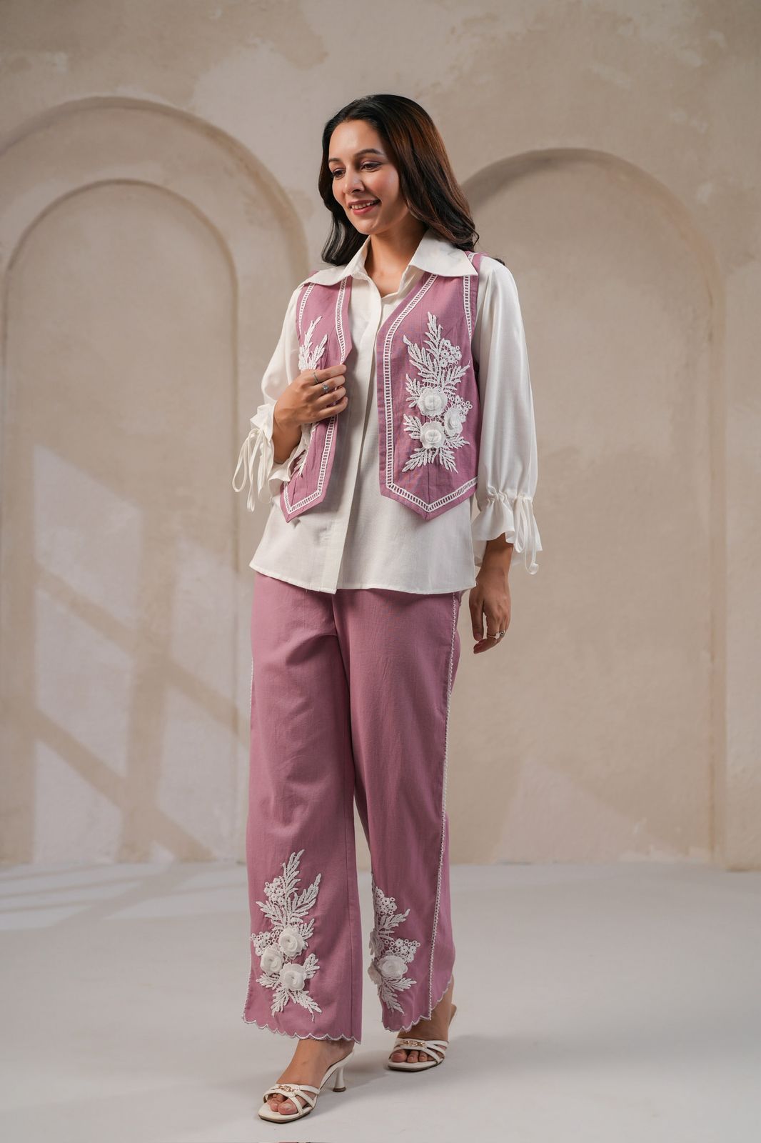 Pink Demin cotton jacket style Co ord set