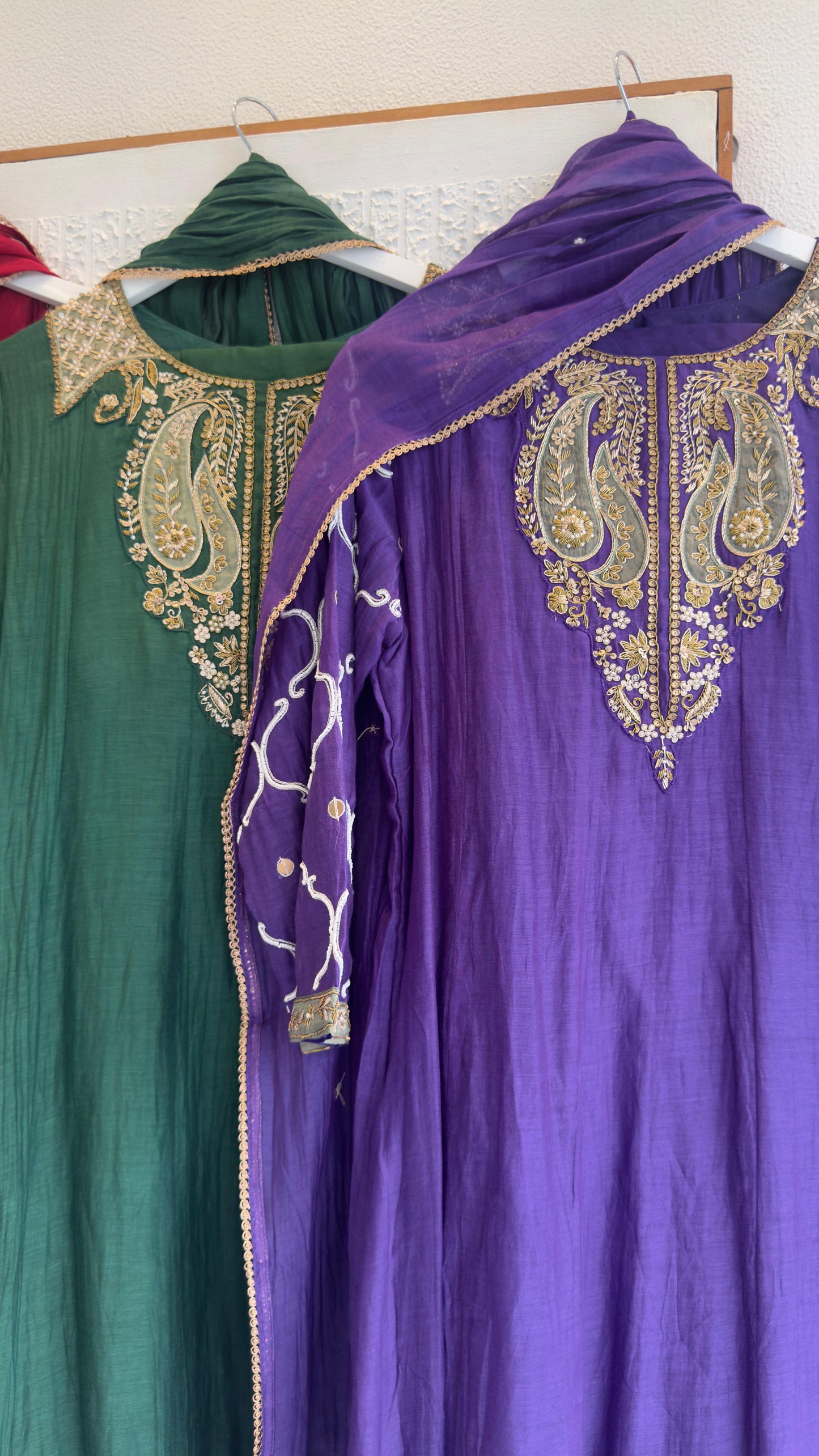 Rakhi edit pure mul chandari with beautiful handwork n sleeves with Moti details