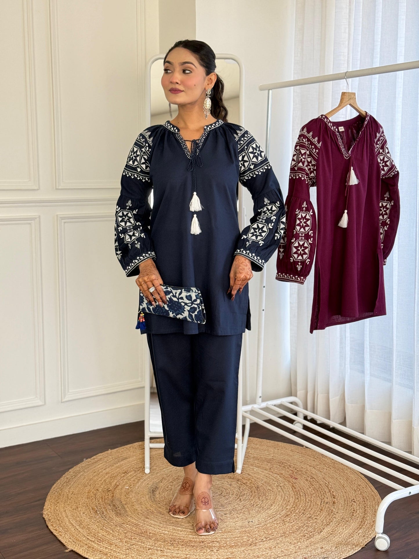 Cotton embroidery co ord set