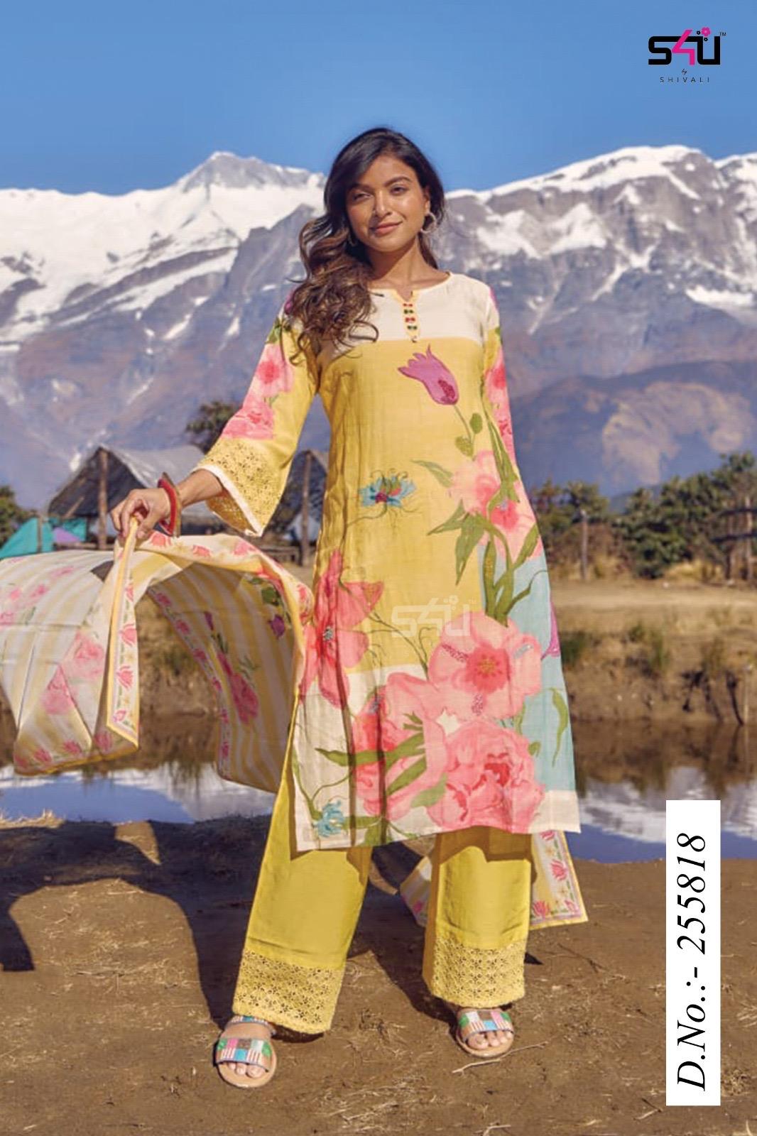 Stylist linen floral cotton suit