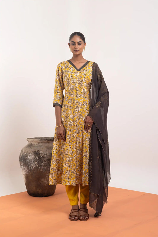 Brown mustard Anarkali