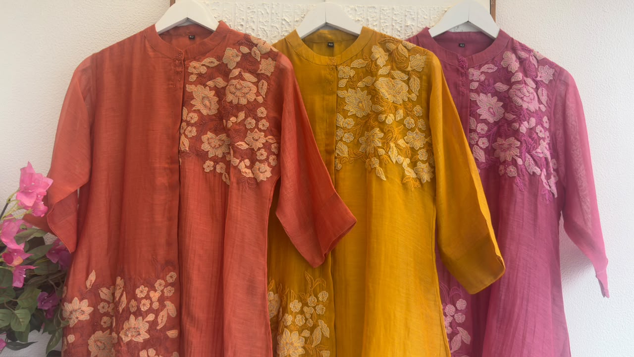 Simply best mul chandari co ord with beautiful colours & embroidery