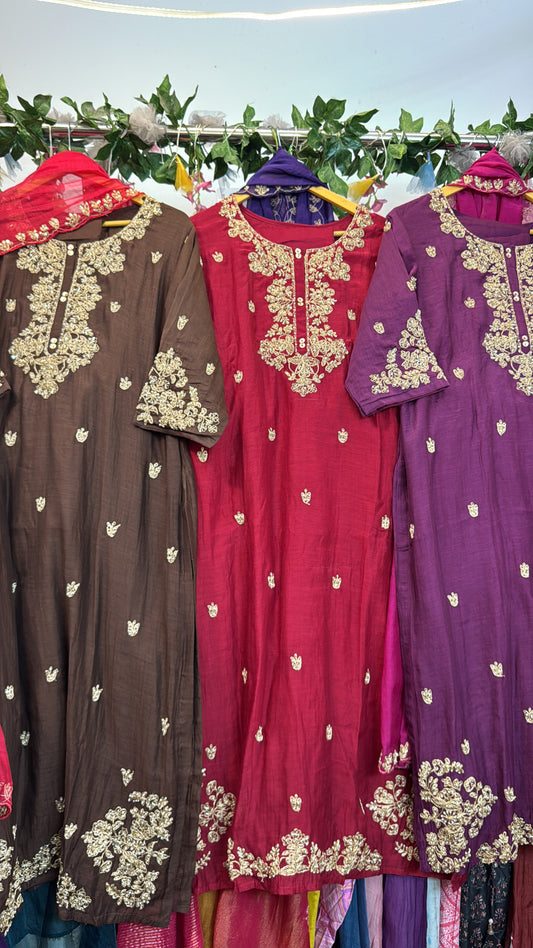 Beautiful Zardosi Suttle Handwork Full Suit Set With Dupatta