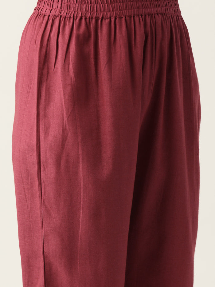 Marron EMBROIDERED KURTA PANT SET