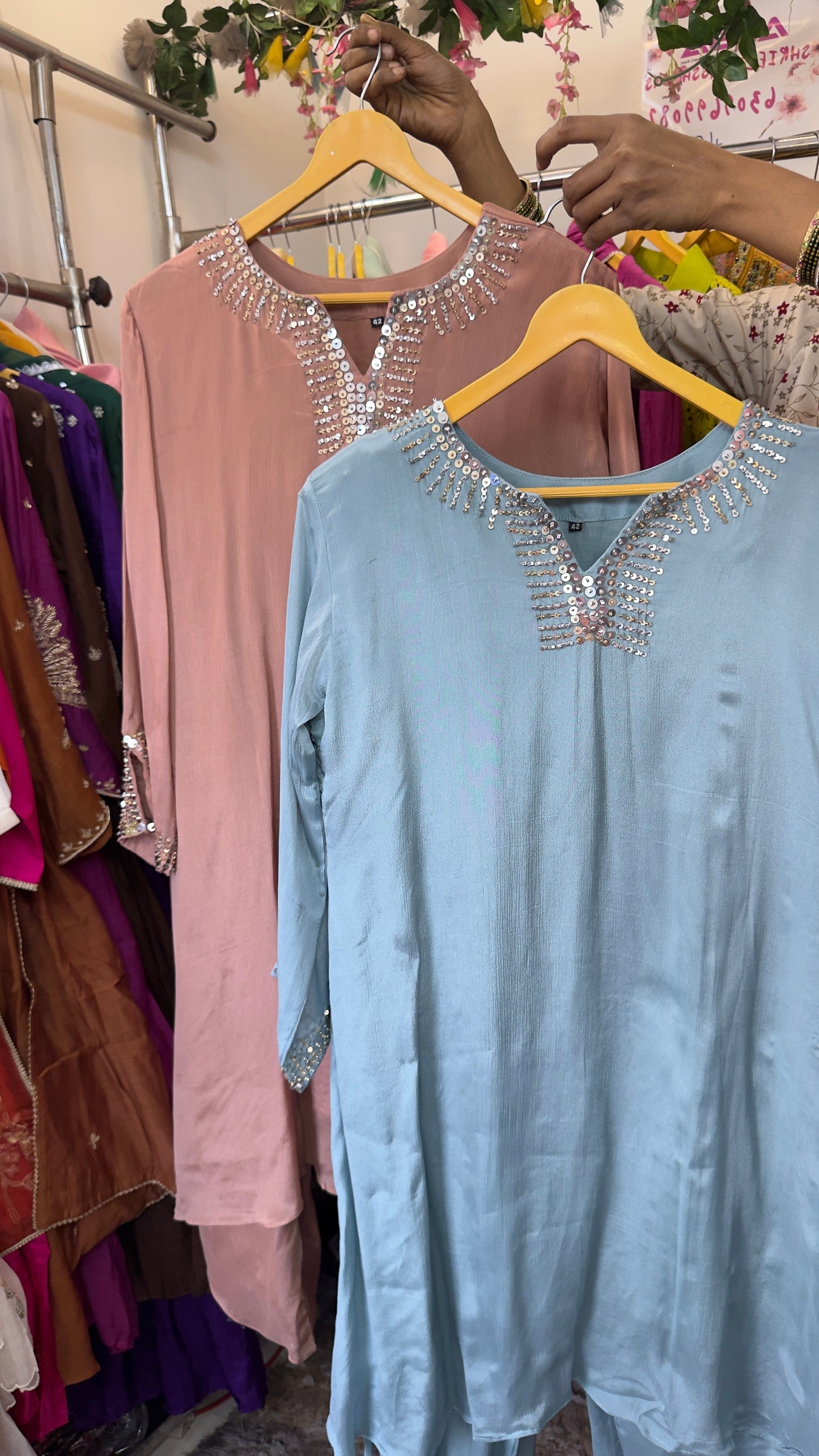 Chinon ice blue & brown co ord set