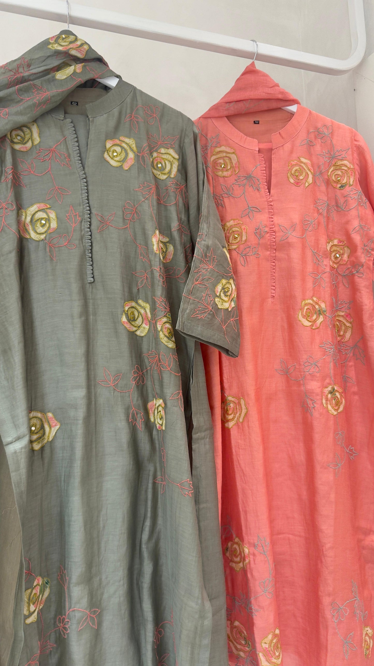 Appliqué mul chandari suit staright pattern