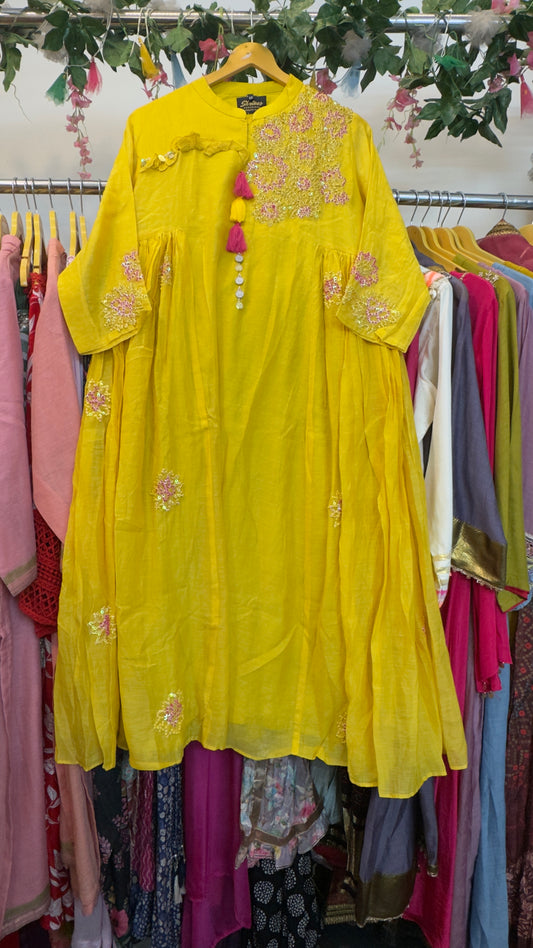 Premium yellow anarkali pant