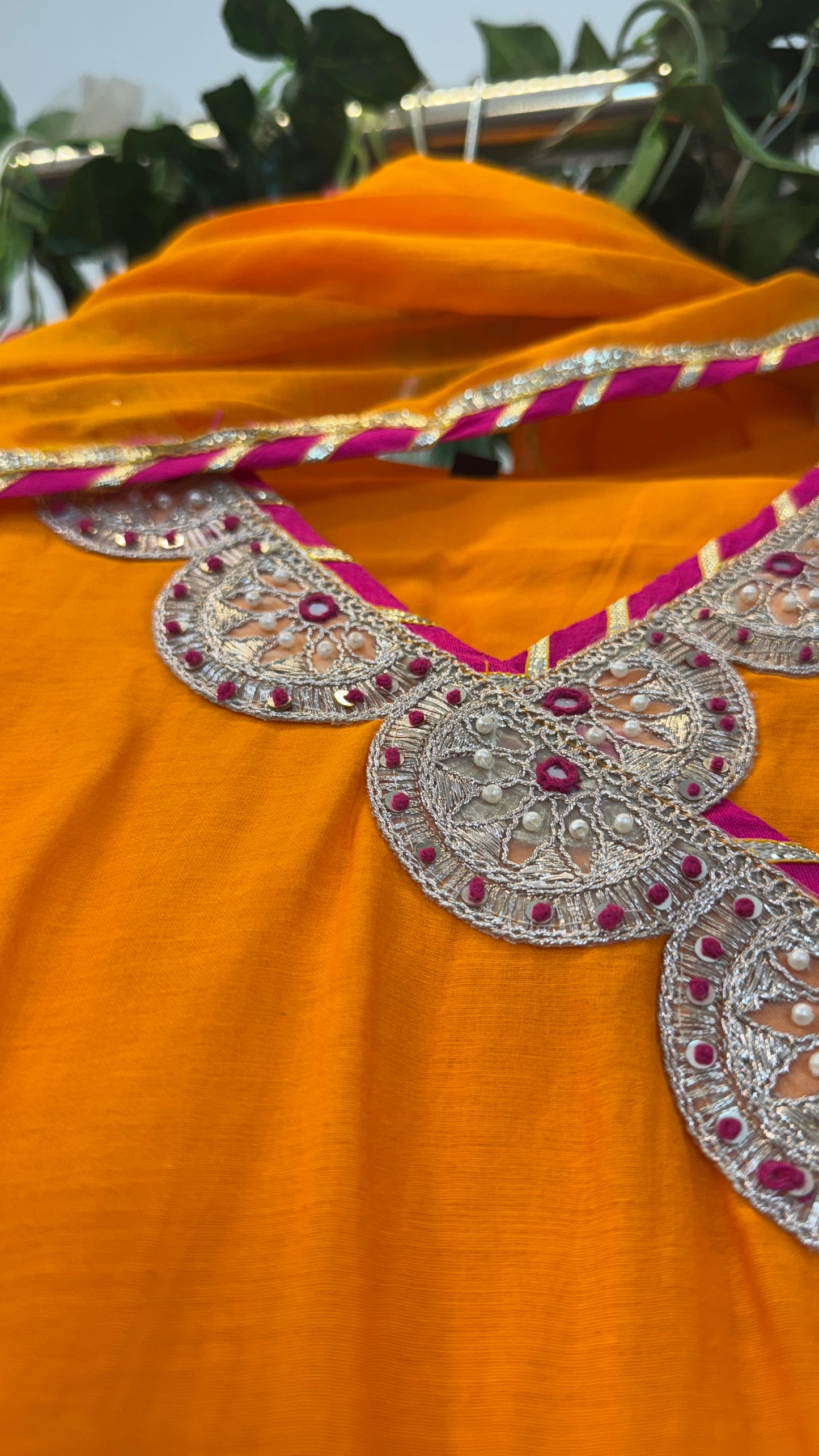 Fanta orange mul chandari Anarkali
