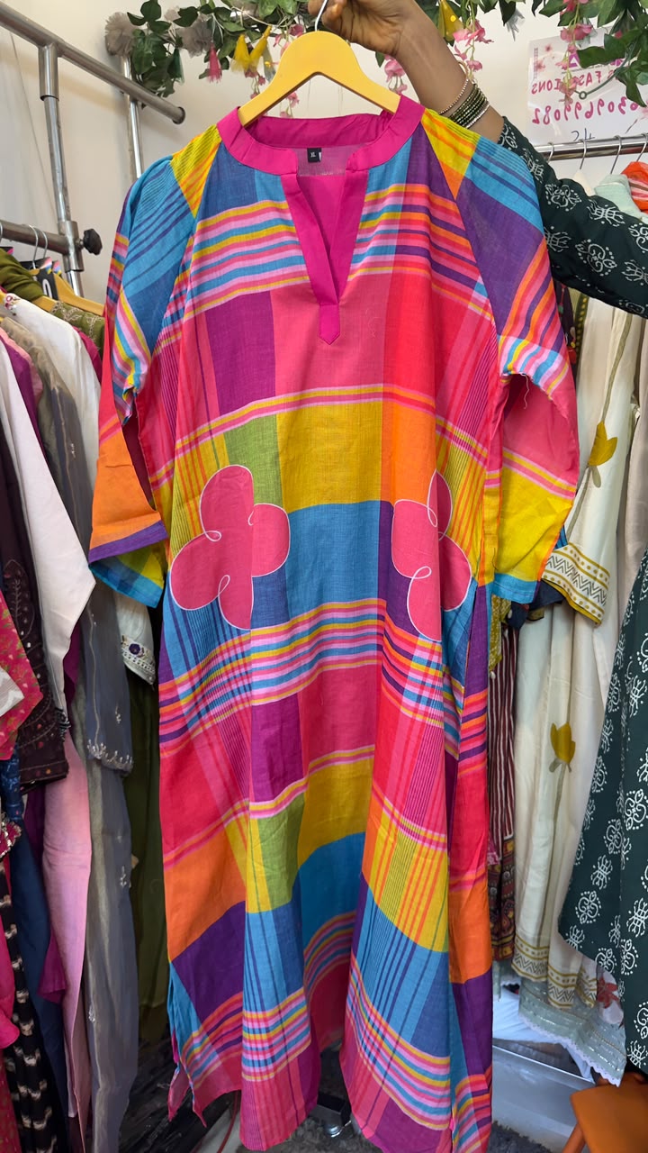 Linen cotton multi colour kurta pant