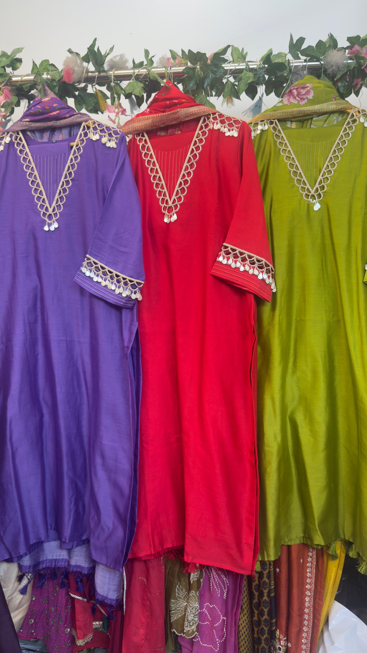 Double layer neck with zari cut work chandari silk suit with picwai duppatta