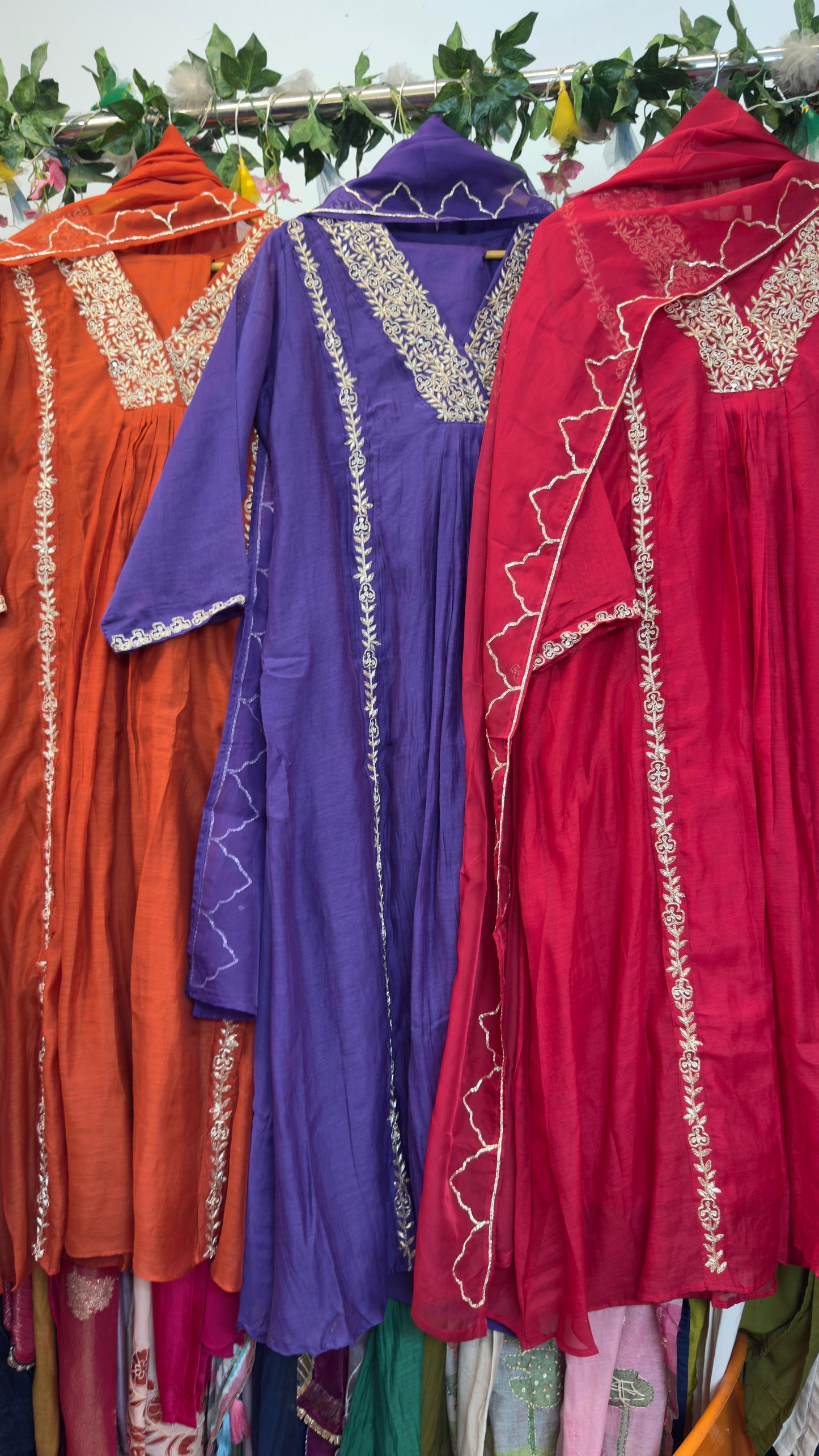 Hit mul chandari suit Aline with zari and beautiful work on kurta dup with silk pants