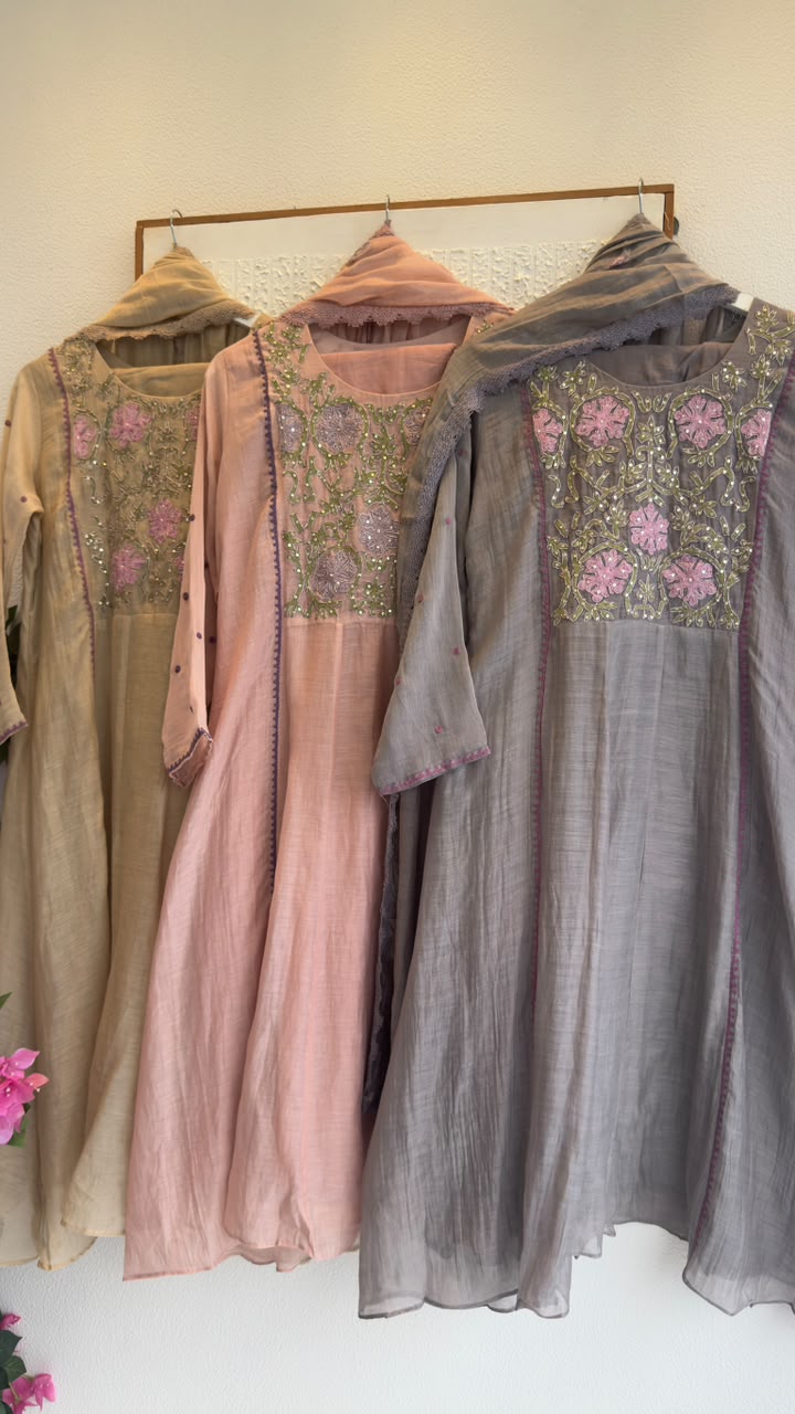 Embroidery & appliqué classy mul chandari Aline suit