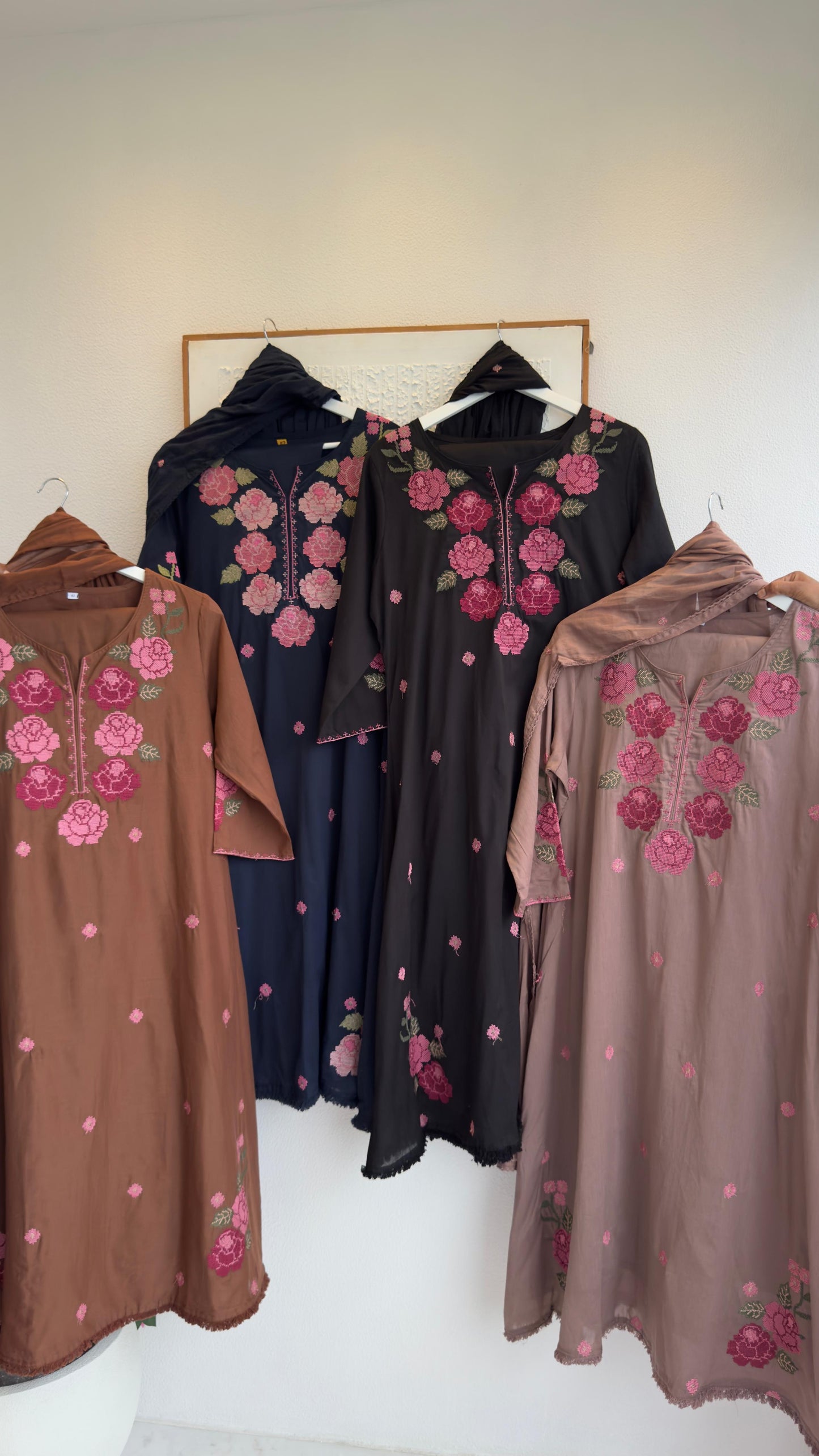 Rose cross embroidery cotton Aline suit