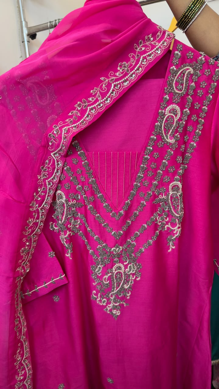 Luxe chandari silk 70 gram designer suit