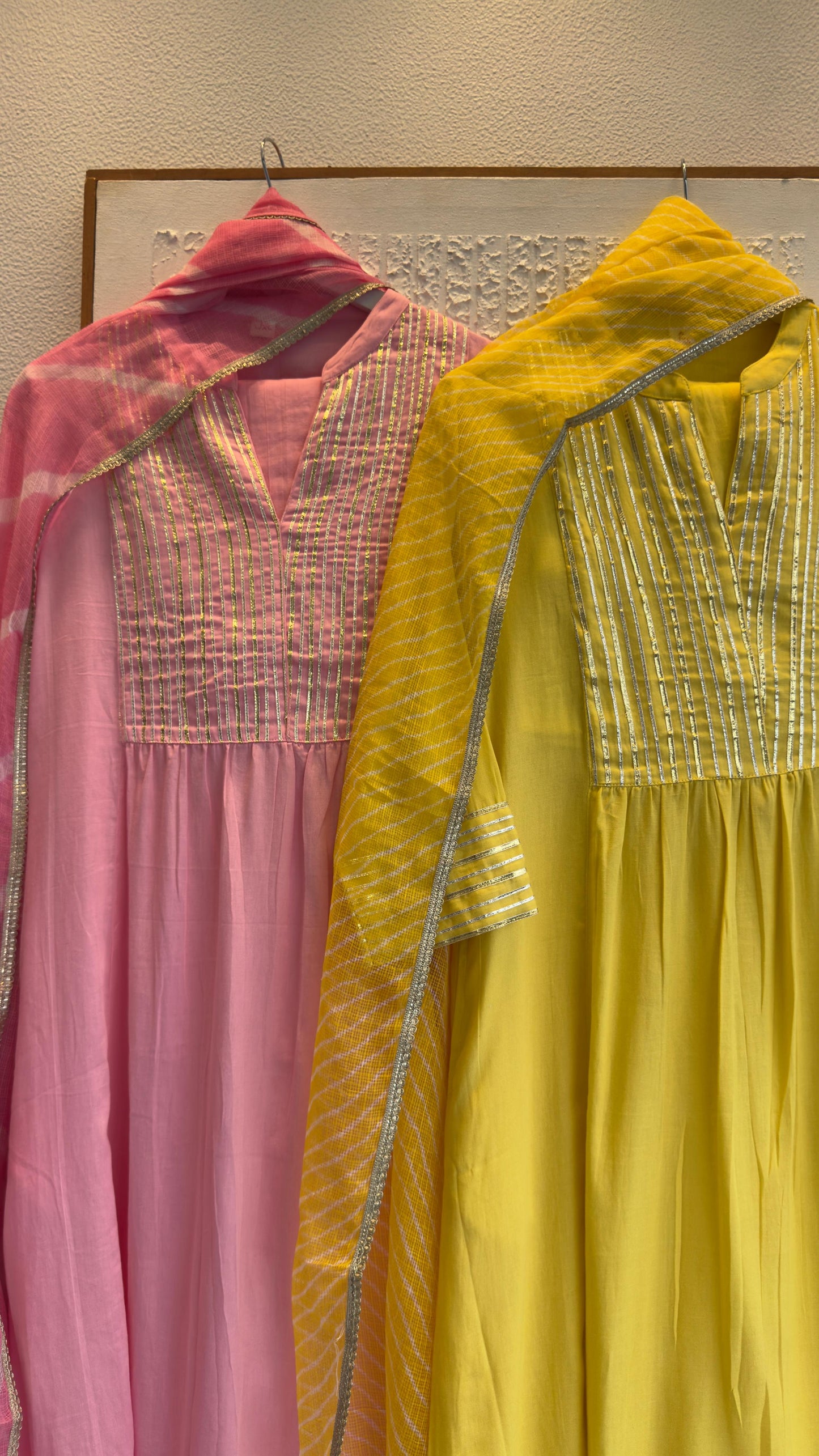 Pure cotton gota suit with kota doria dup