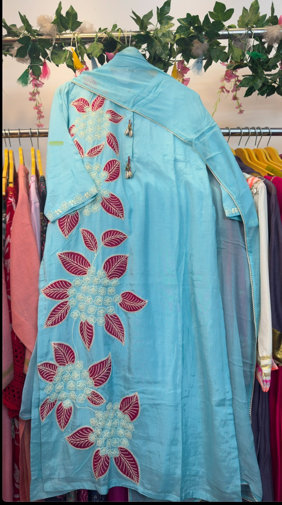 Premium mul silk appliqué work