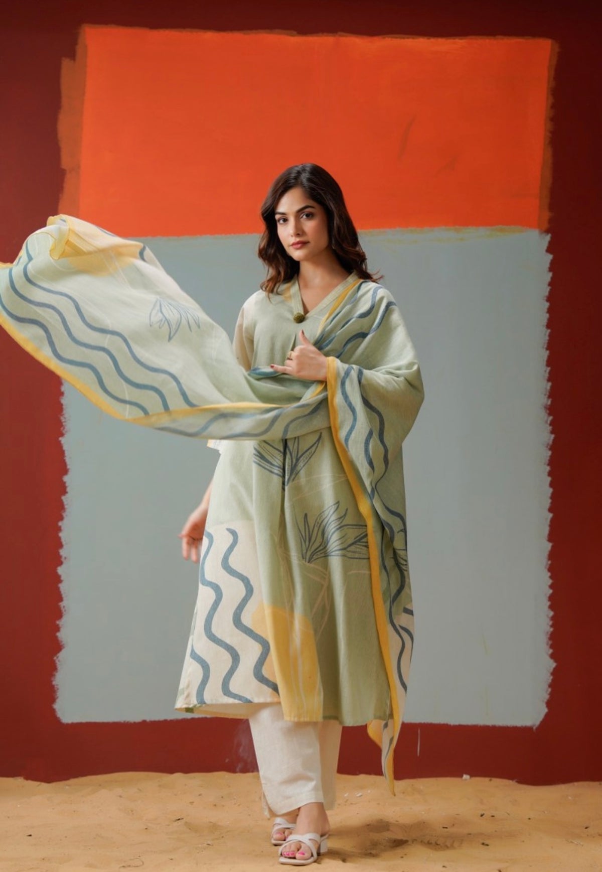 WILLOW BREEZE Linen COTTON KURTA SET