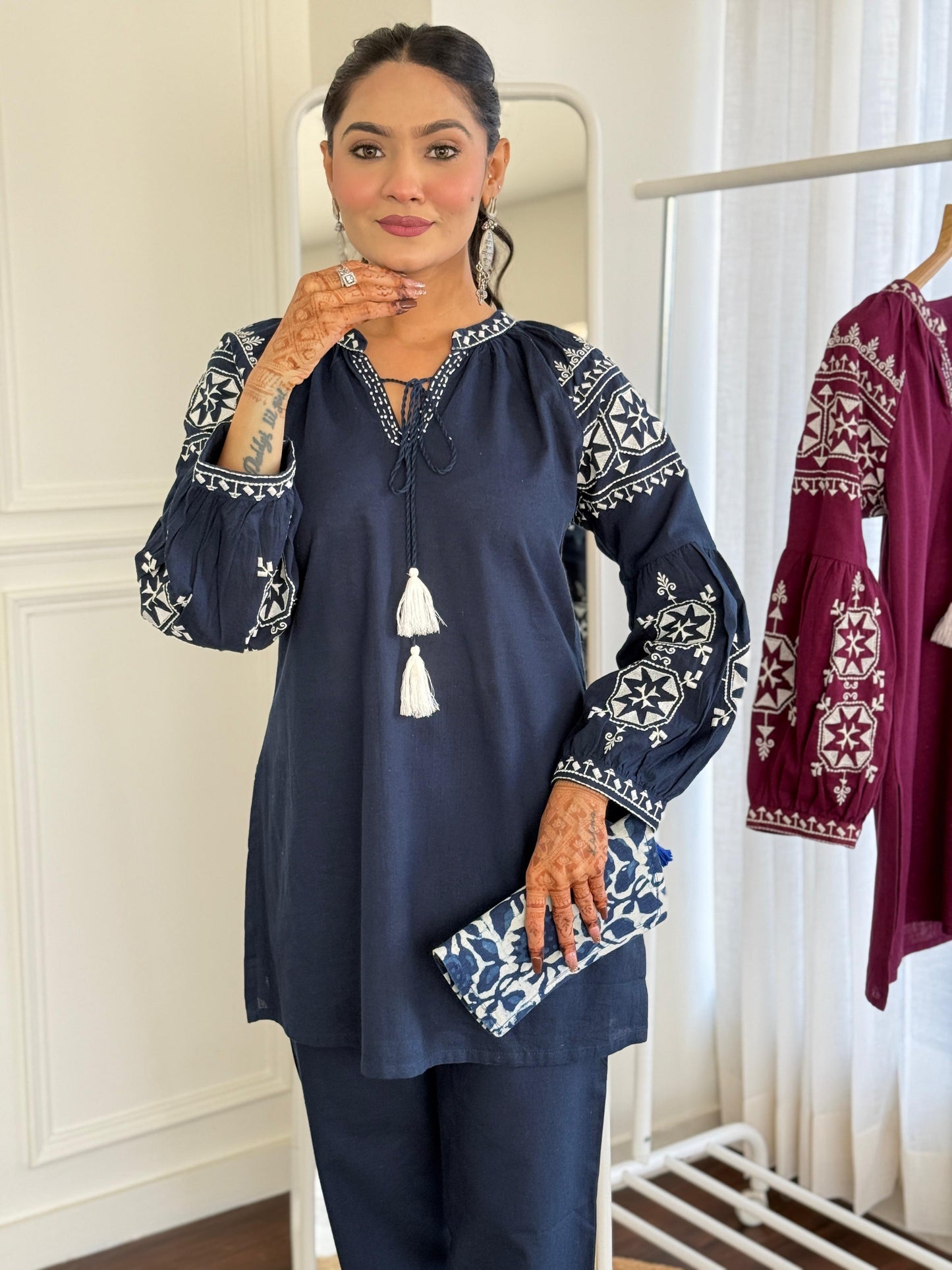 Cotton embroidery co ord set