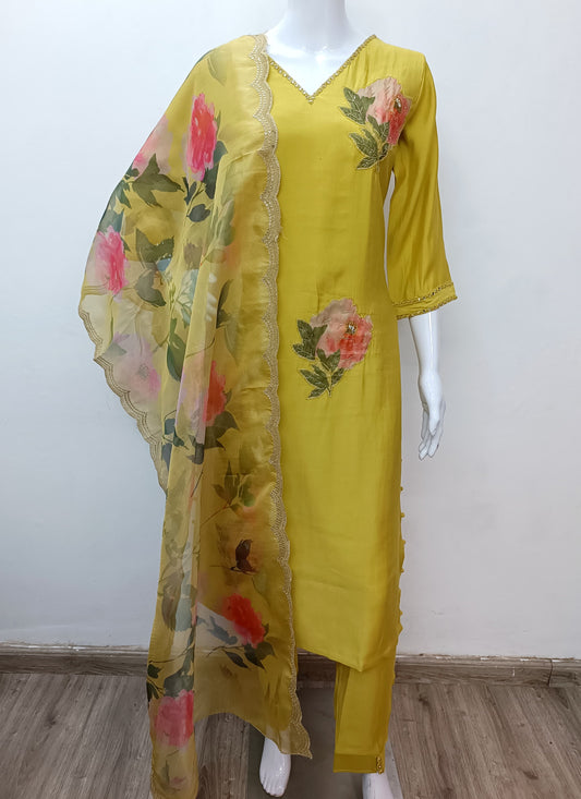 Muslin floral staright suit