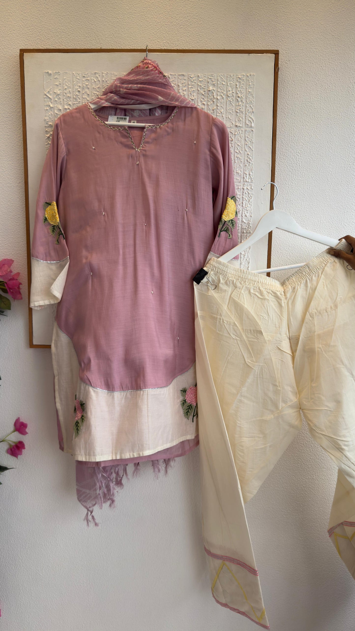 Chandari cotton with kota doria dupatta and Farshi salwar