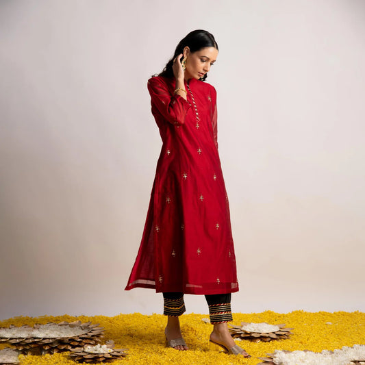 Marron chandari kurta pant