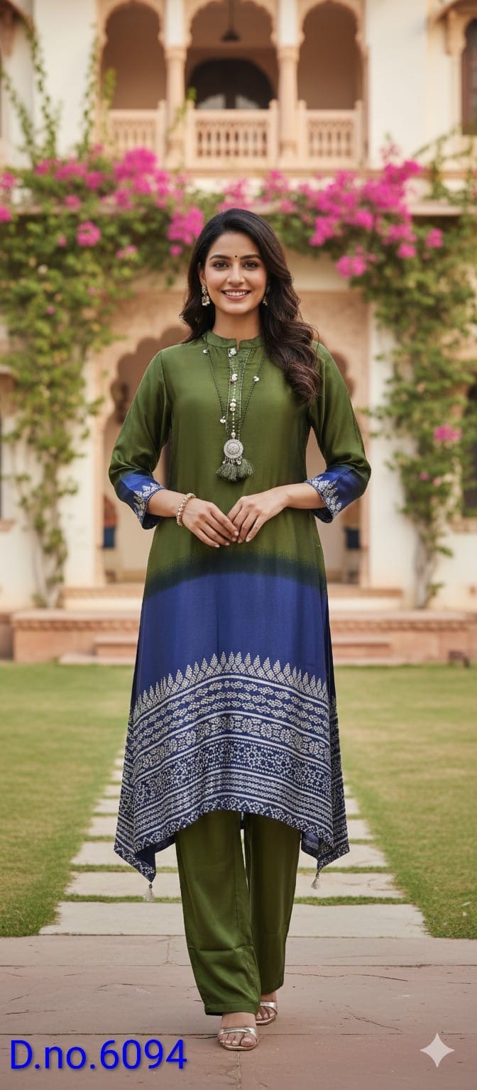 Green Gajji kurta pant with cotton lining