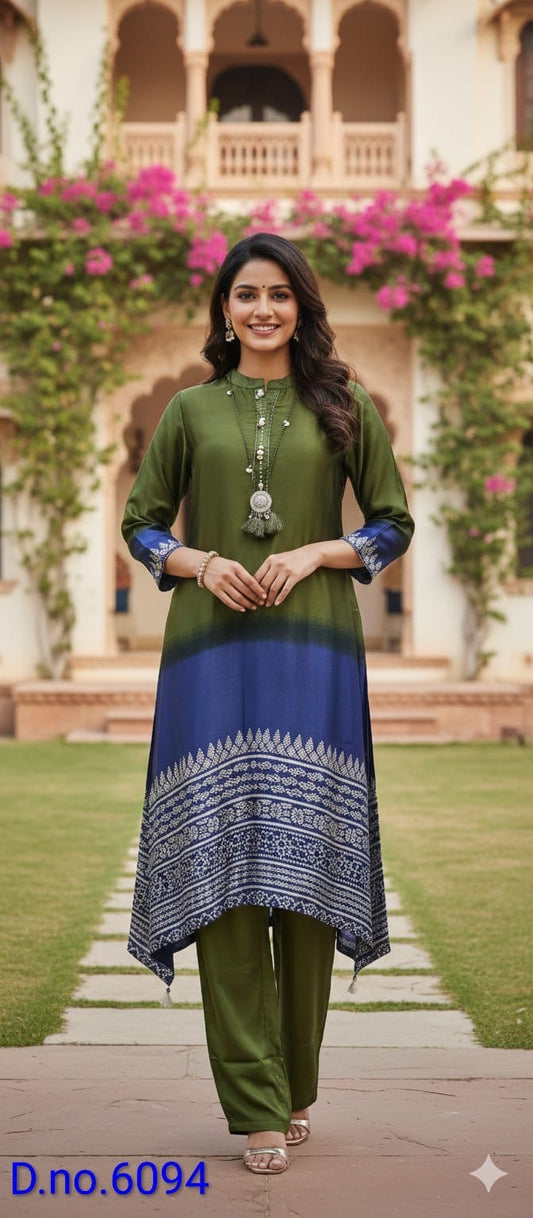 Green Gajji kurta pant with cotton lining