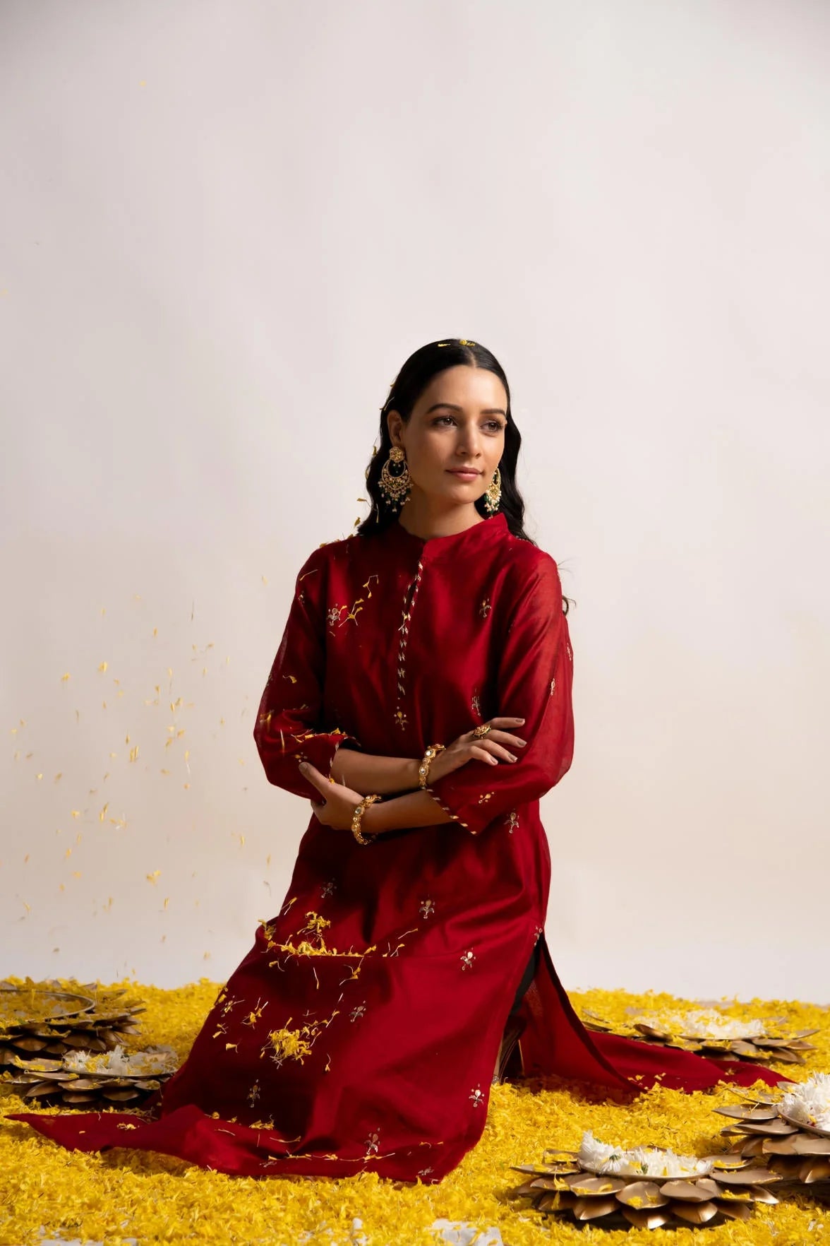 Marron chandari kurta pant