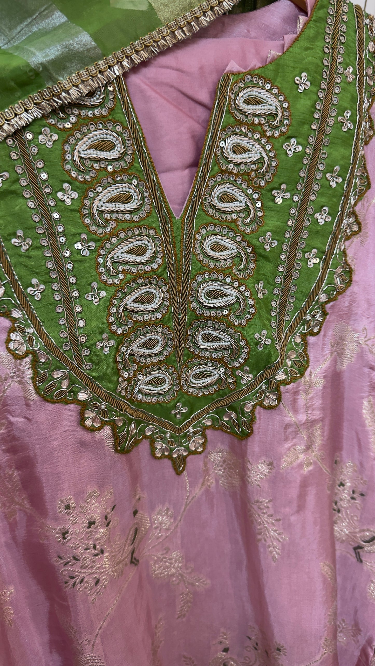 Vintage banaras silk suit with tissue dup & silk pants