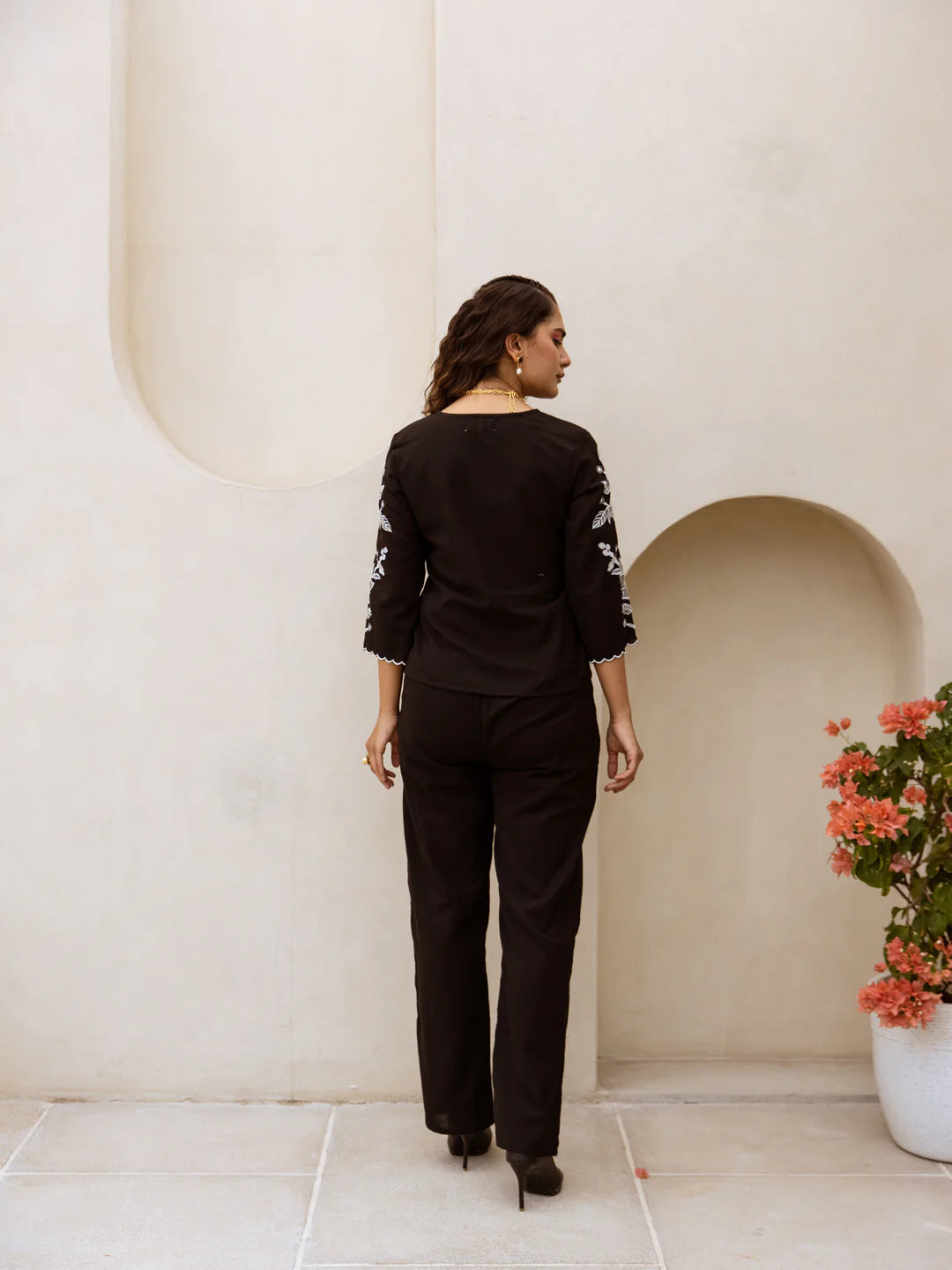 Mia black embroidery co-ord set