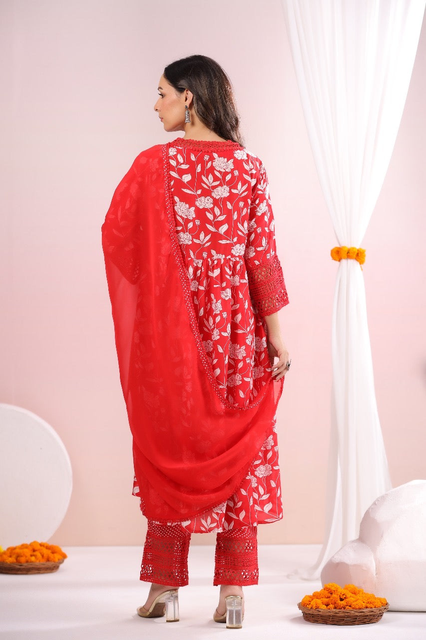 Bobbin lace red suit