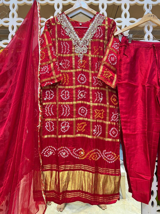 Gharchola red Gajji suit