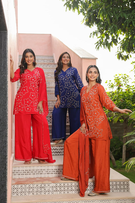 Short trendy silk divider sets