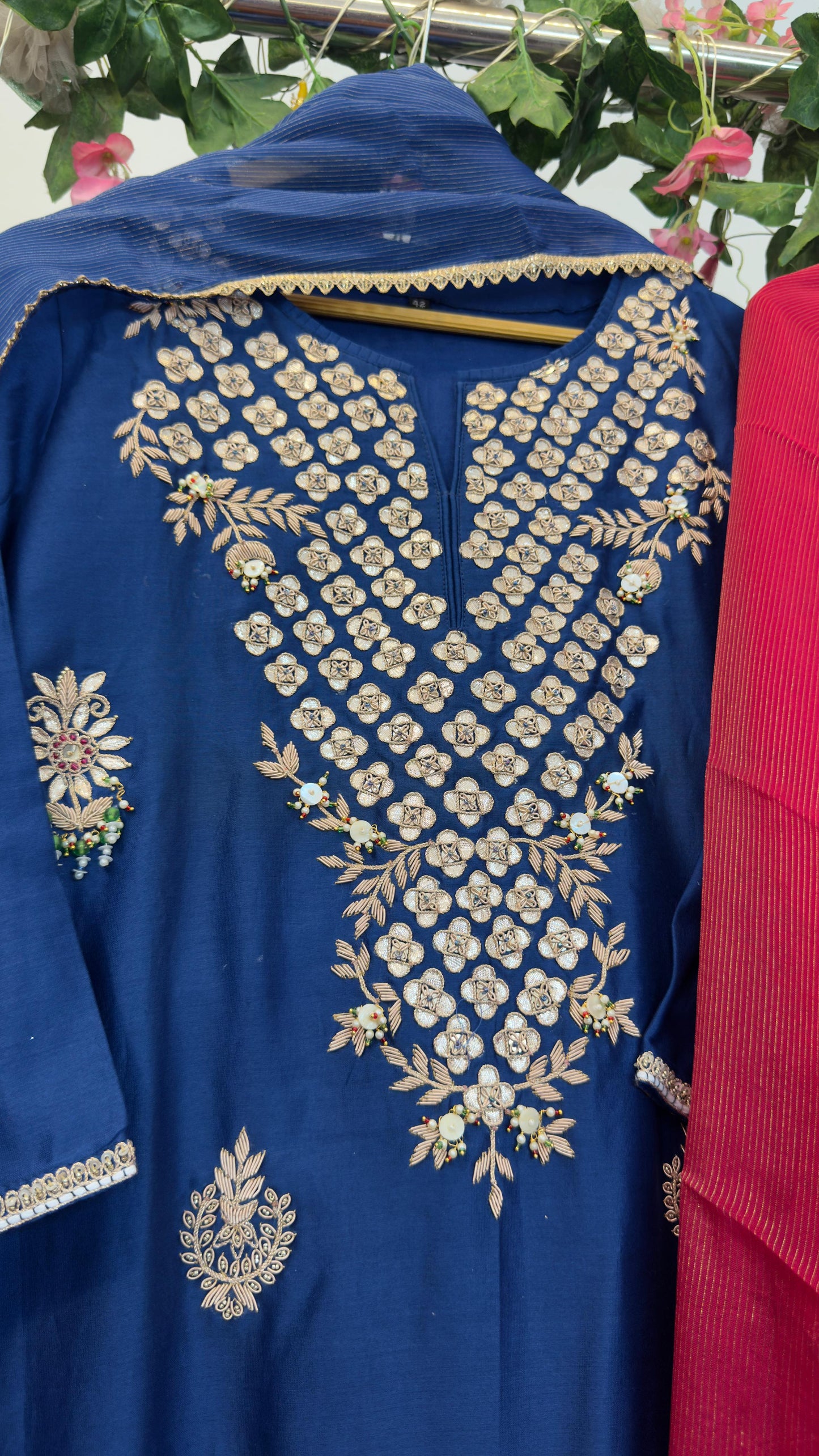 Premium silk gota zari heavy organza sharara dupppta
