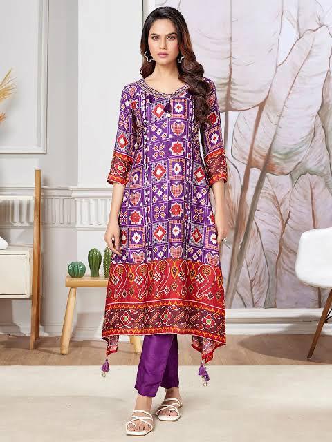 Pure silk patola suit kurta pant