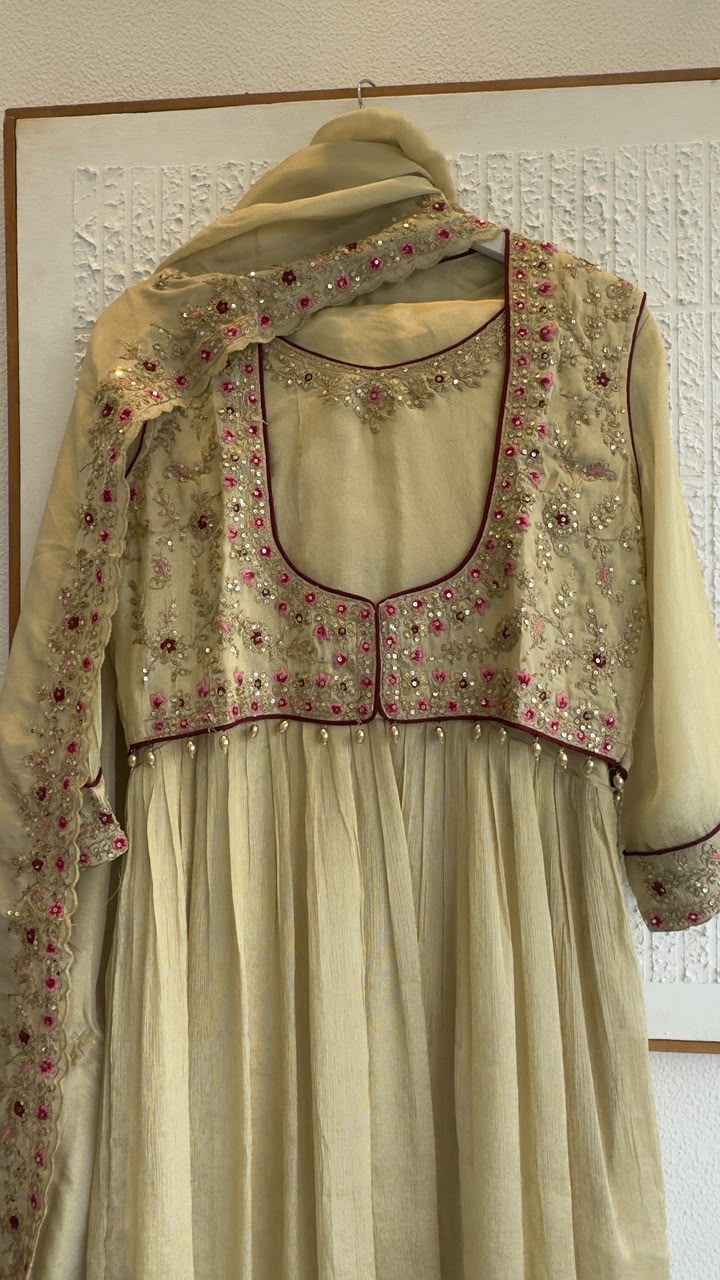 Mughal style Anarkali with jacket 4 pc set