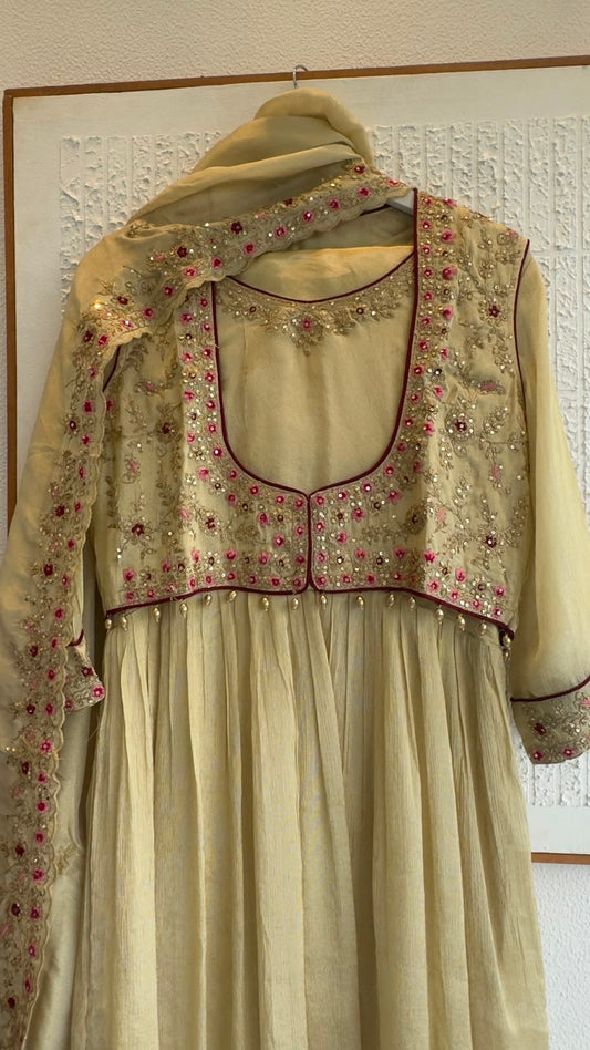 Mughal style Anarkali with jacket 4 pc set