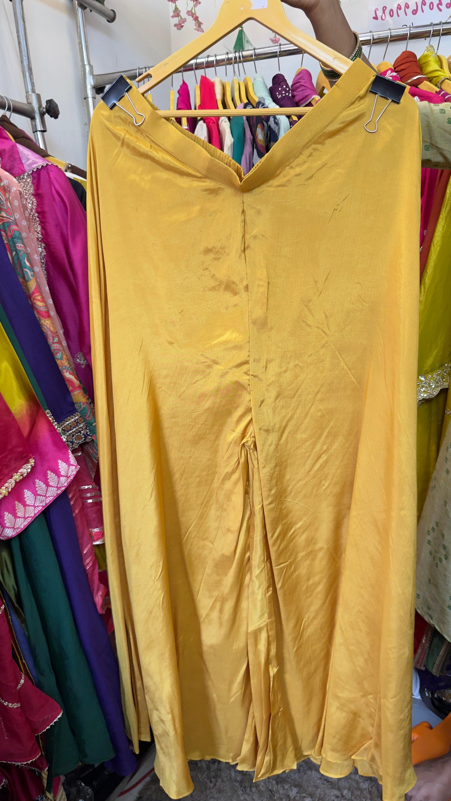 Beautiful work with ethnic colour in tissue fabric kurta dup with crepe divider set