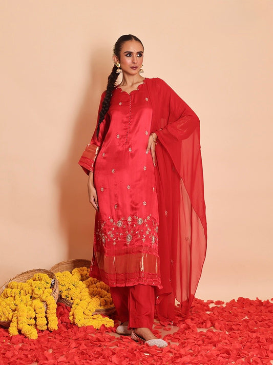 Red maharani gajji suit