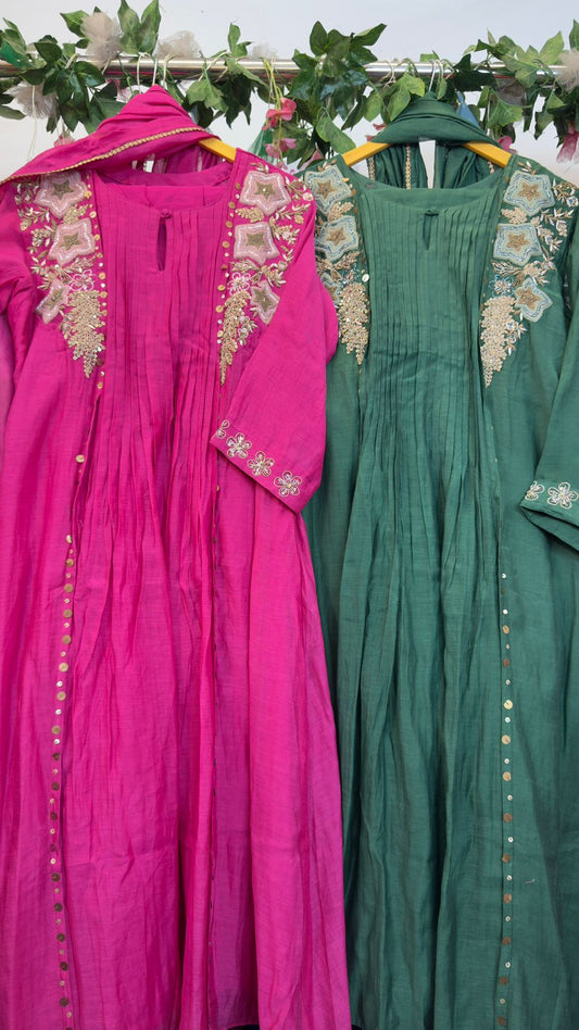 Jacket style mul chandari suit