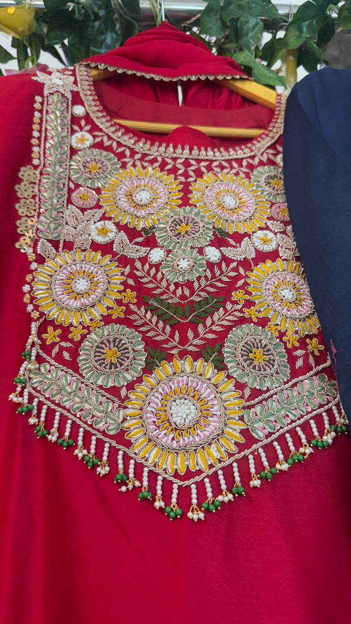 Heavy chandari silk sharara set