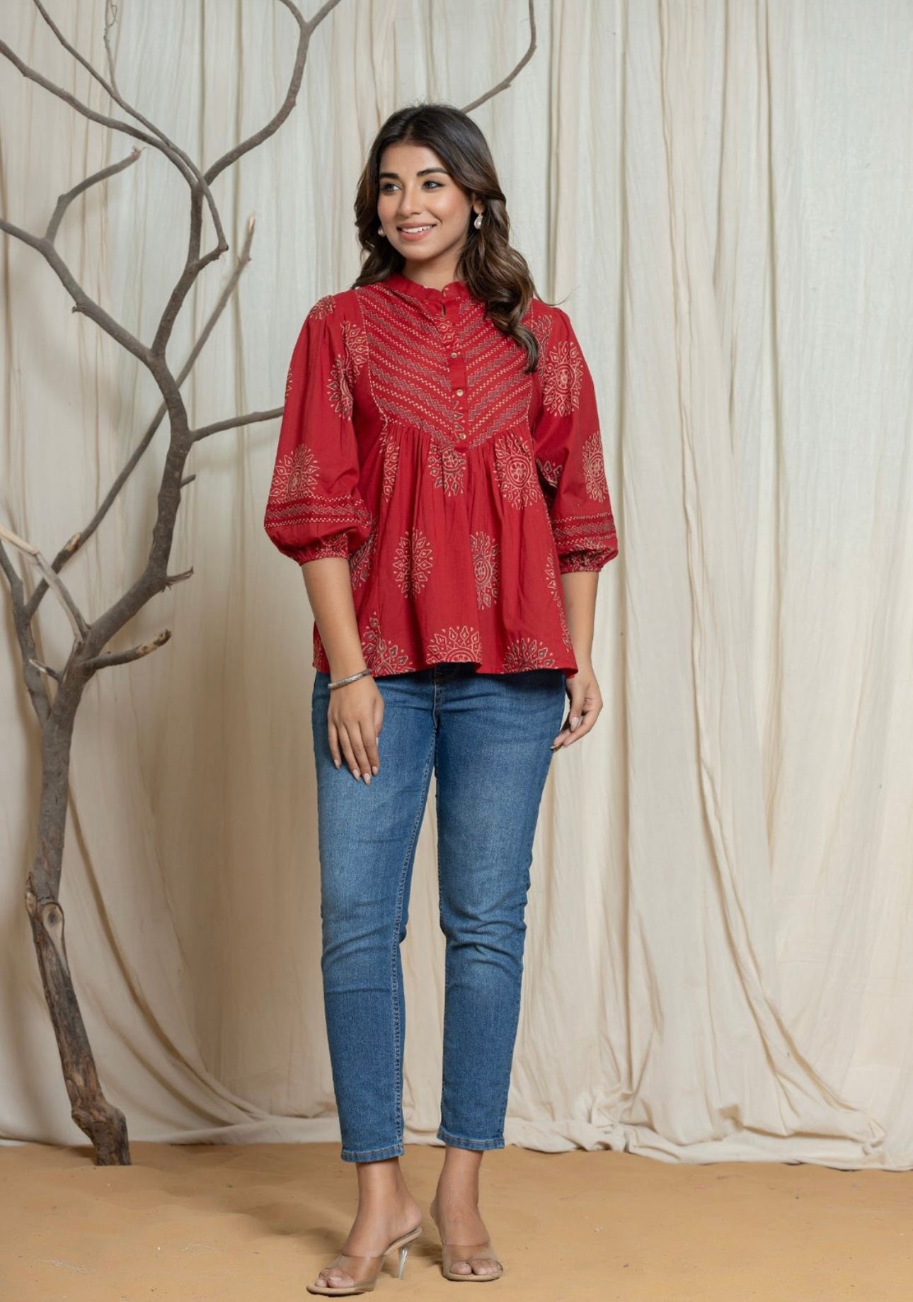 Cotton hand block top